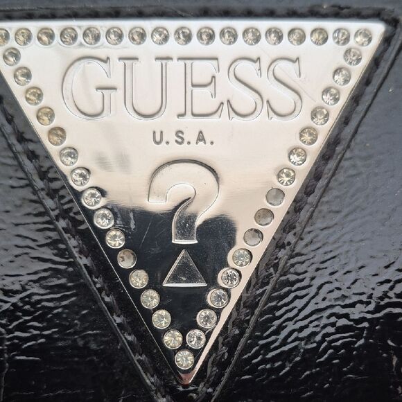 Guess Clutch Black Handbag with Silver Accents - Picture 2 of 16
